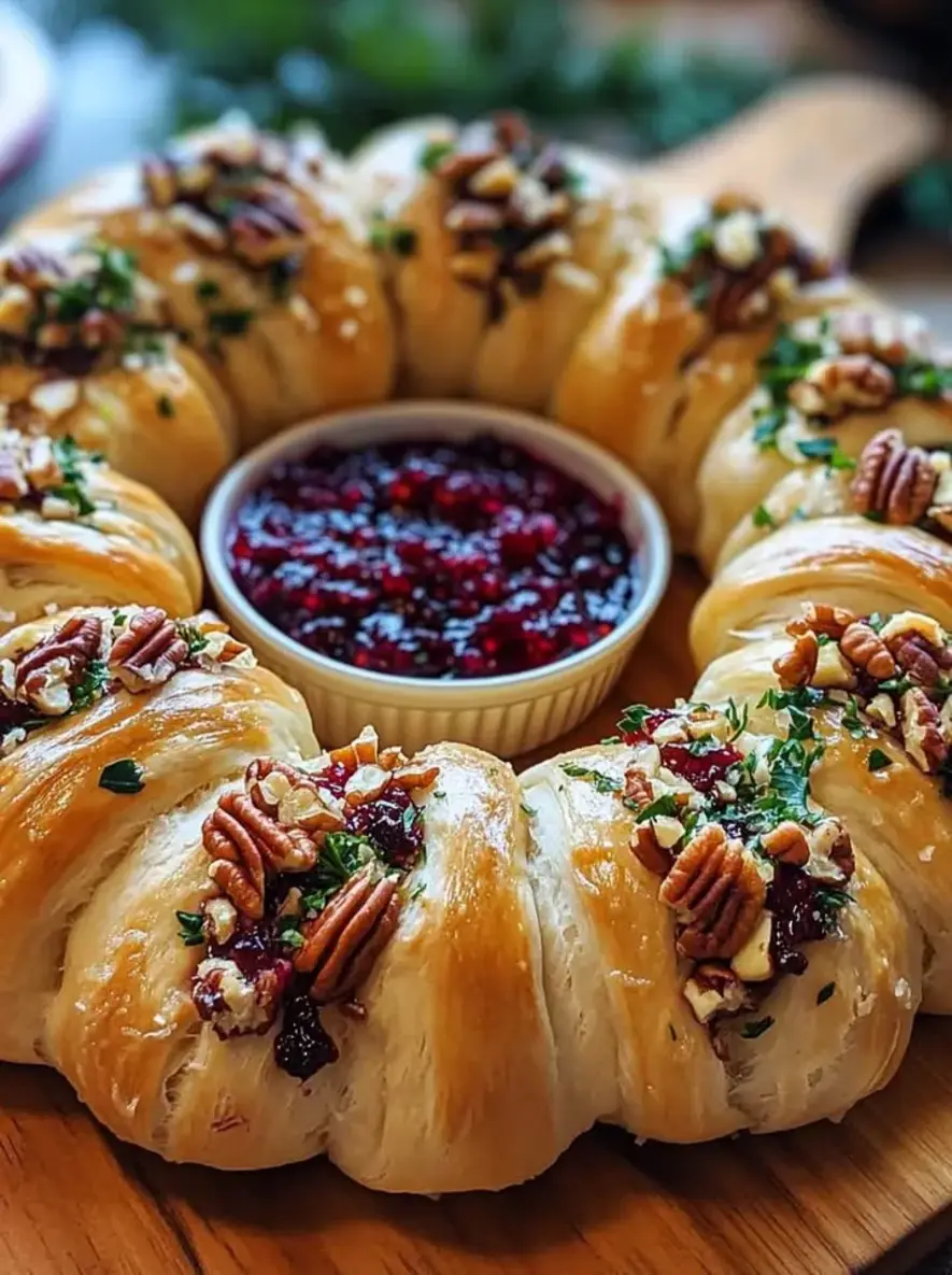 Golden Brie Filled Garlic Knot Holiday Wreath