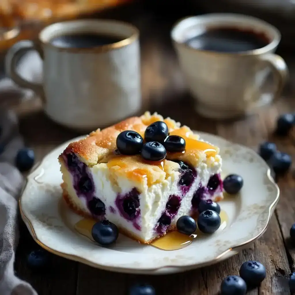 Blueberry Cottage Cheese Breakfast Bake ready to serve.