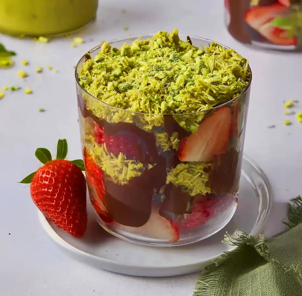 Dubai Chocolate Strawberries beautifully arranged