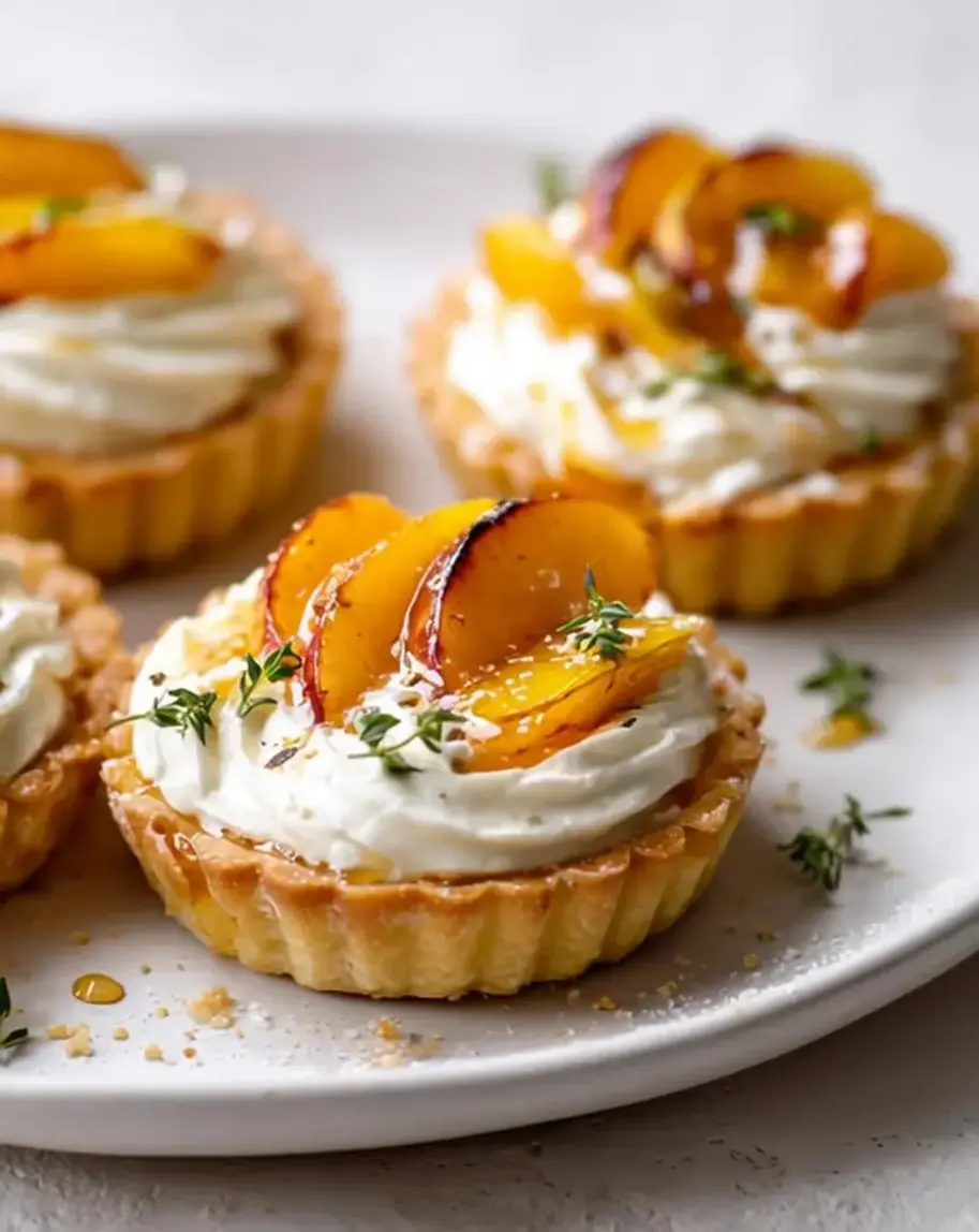 Whipped Feta and Peach Tartlets assembled and ready to bake.