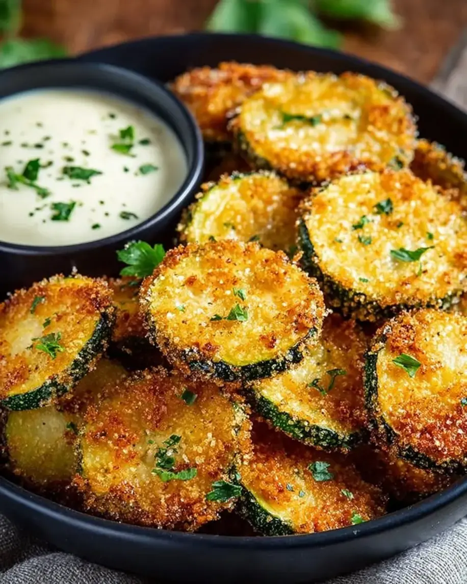 Crispy zucchini chips and basil mayo dip