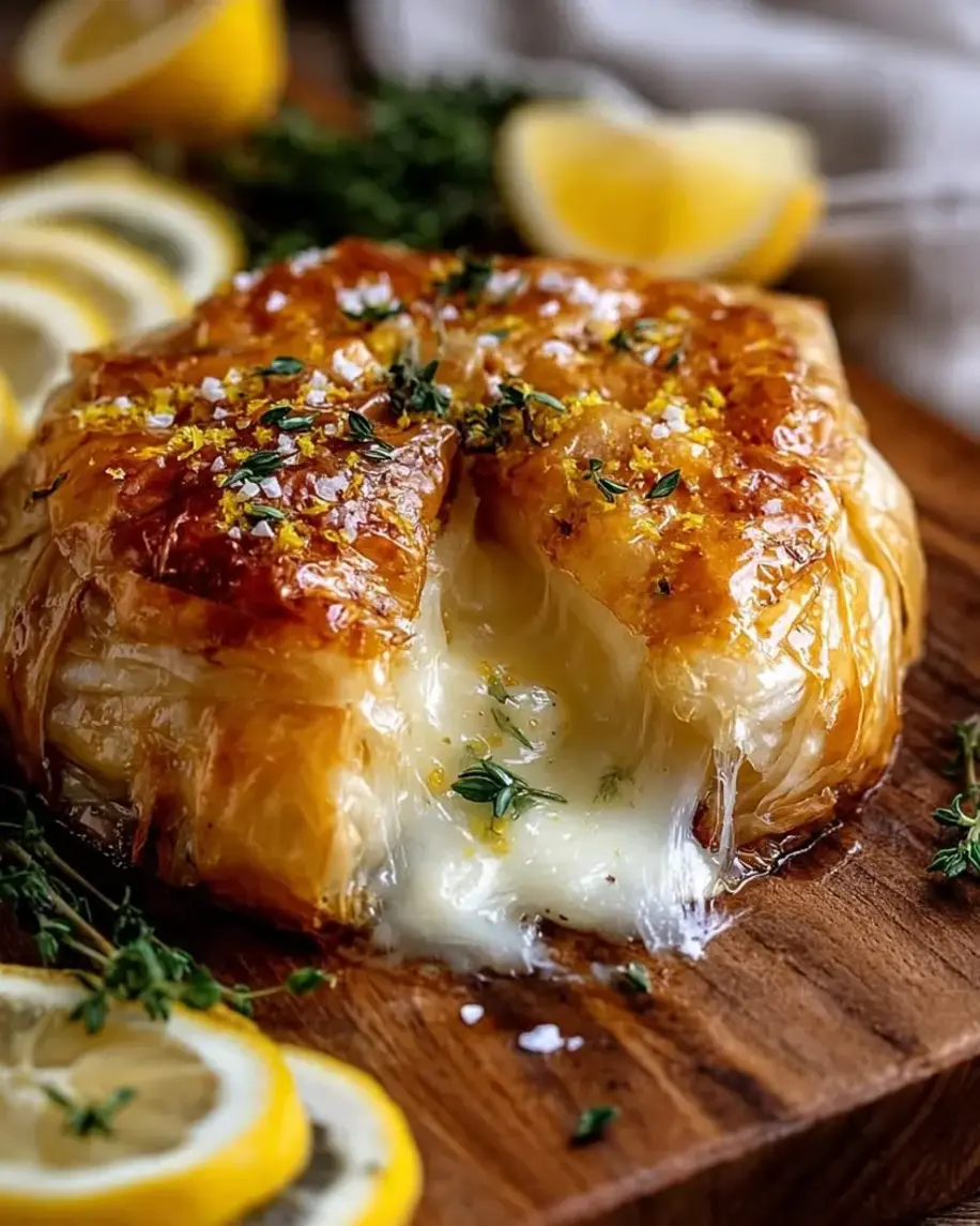 Lemon & Thyme Baked Brie en Croûte appetizer