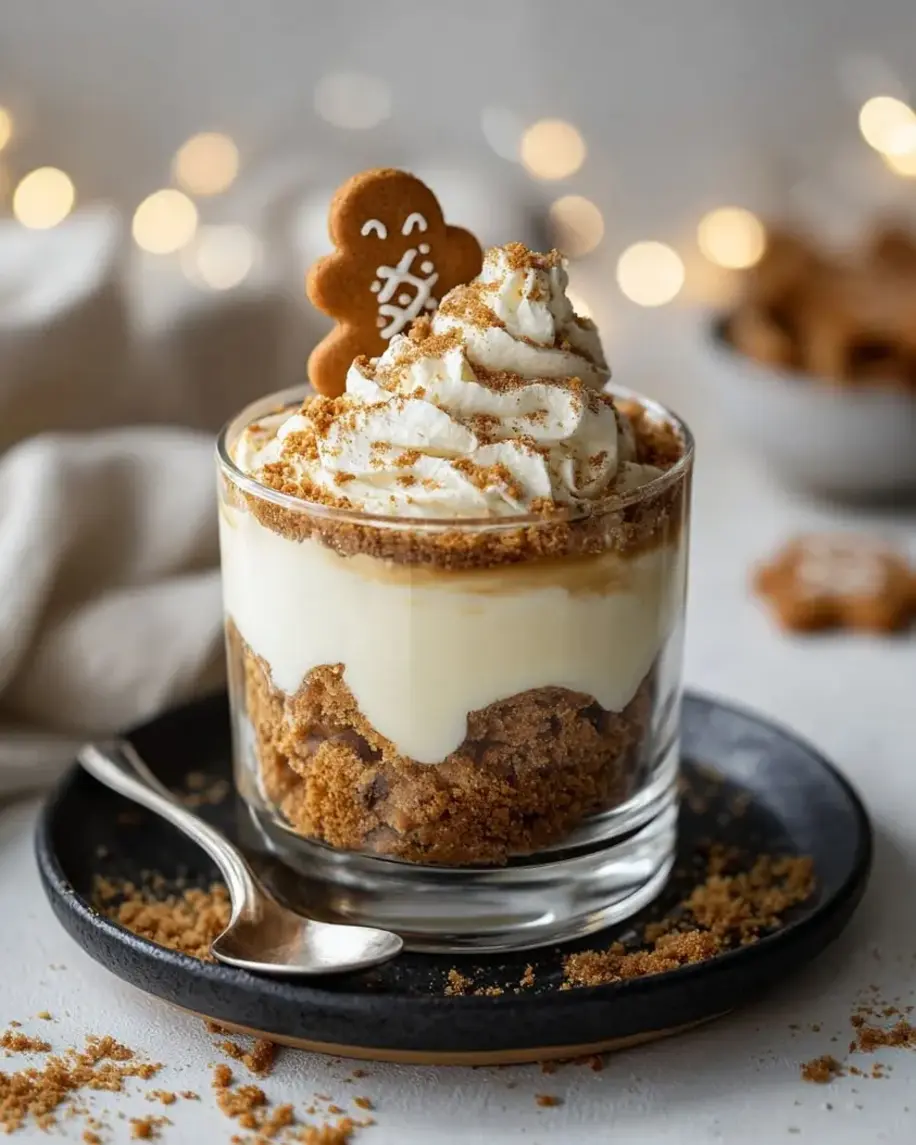 Gingerbread Mascarpone Cups layered in individual glasses ready to be served