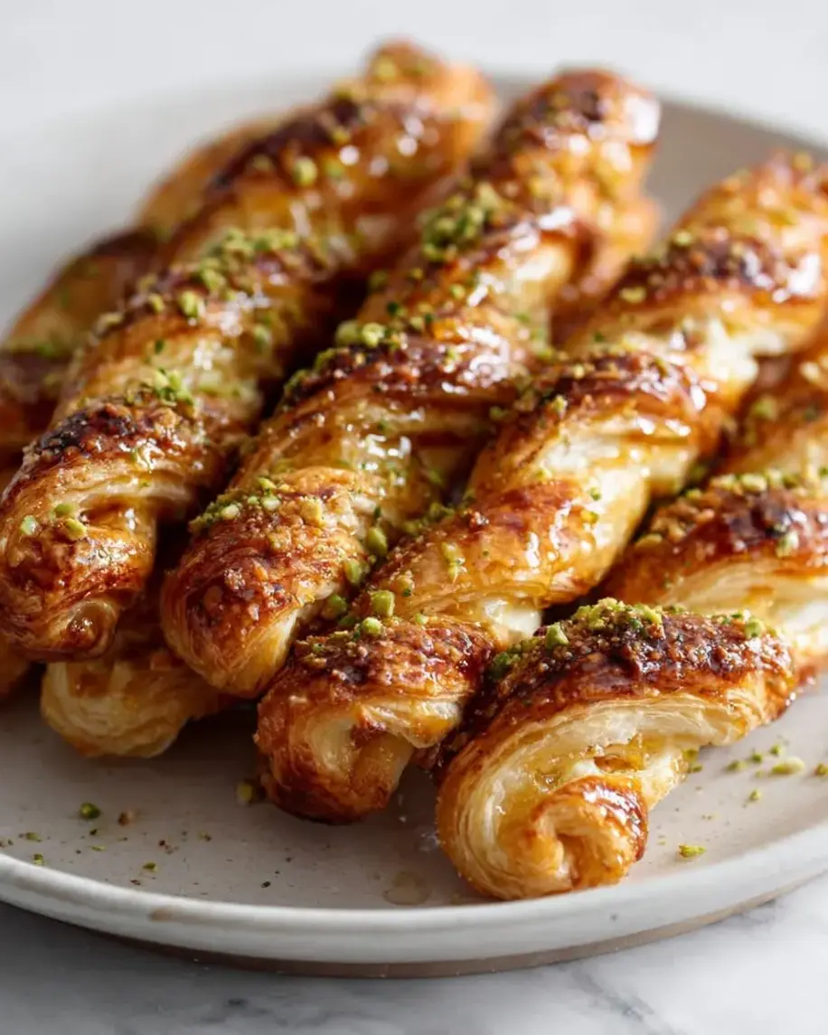 Feta and Hot Honey Pistachio Puff Twists assembled and ready to bake