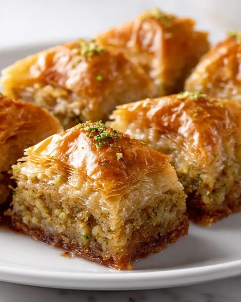 Savory Pistachio Parmesan Filo Baklava layers being assembled