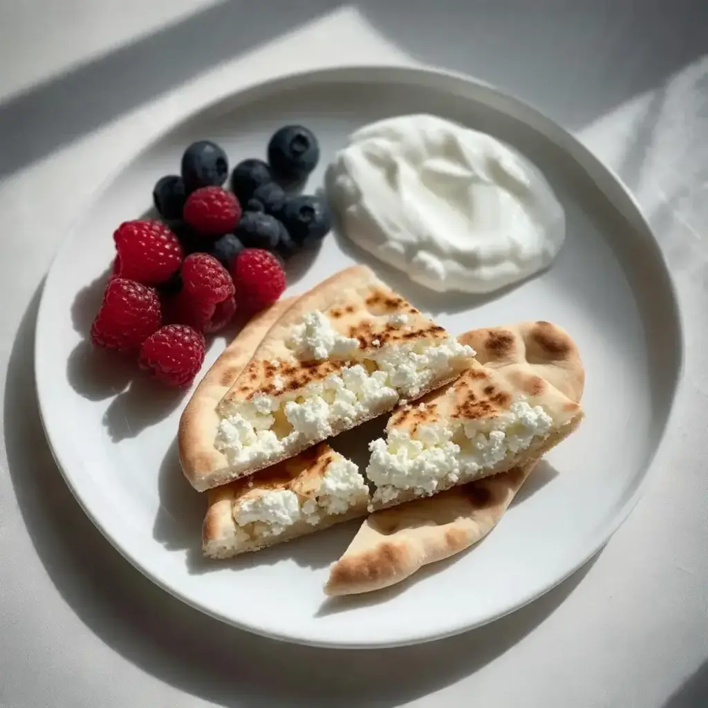 Ingredients for cottage cheese flatbread laid out on a counter.
