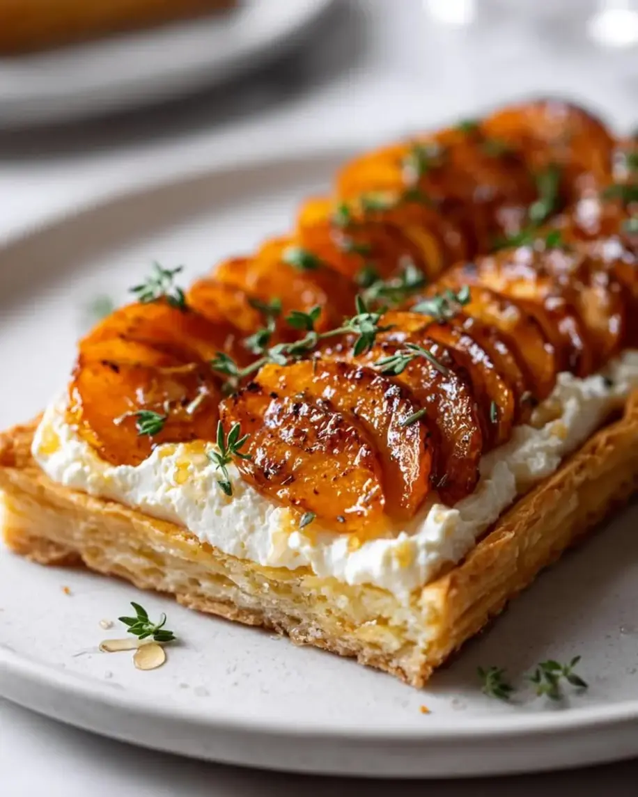 Sweet Potato Puff Pastry Tart with Whipped Goat Cheese