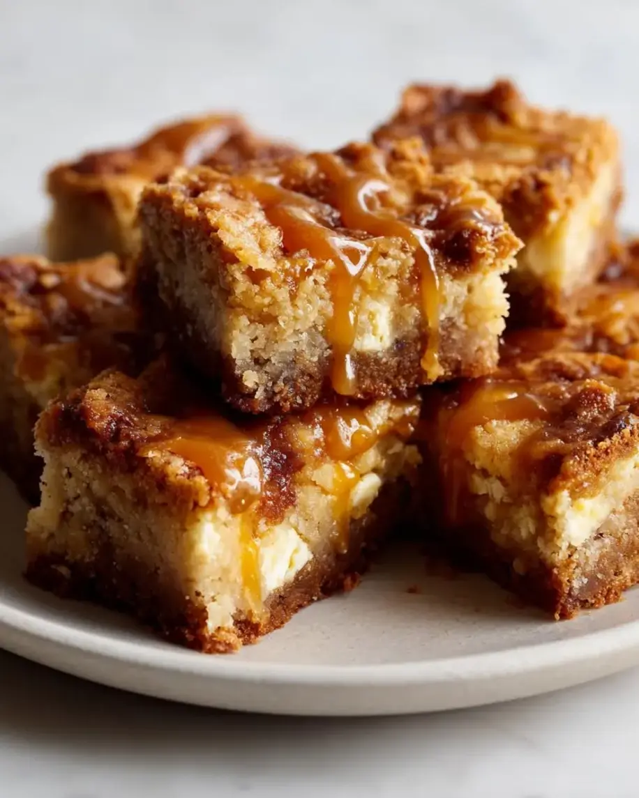 Brown Butter Feta Blondies with Salted Caramel Swirl