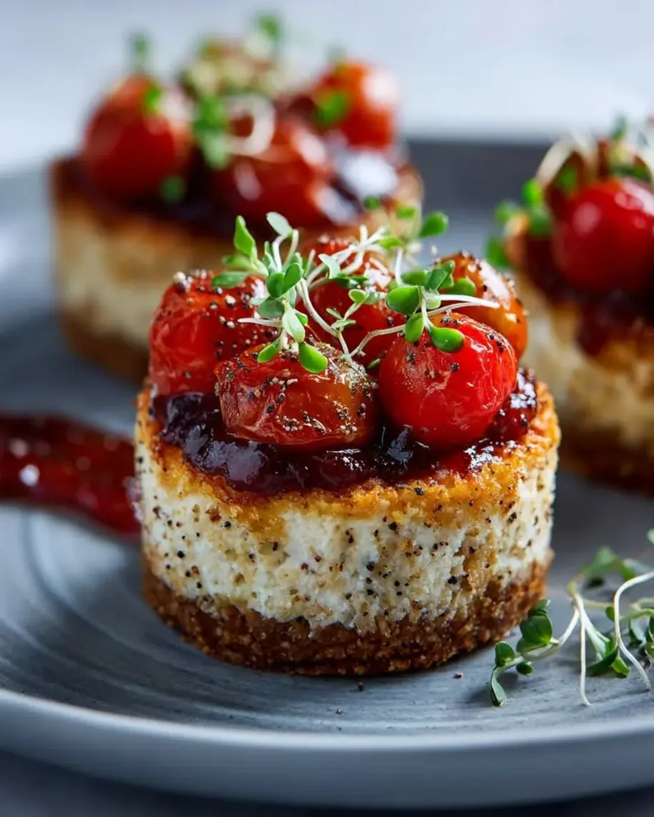 Savory Cheesecake with Balsamic Tomato Glaze