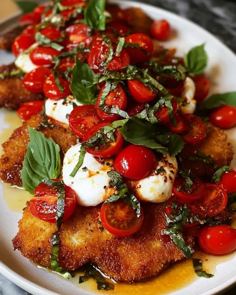 Italian Basil Chicken Cutlets with Fresh Tomato Burrata Delight