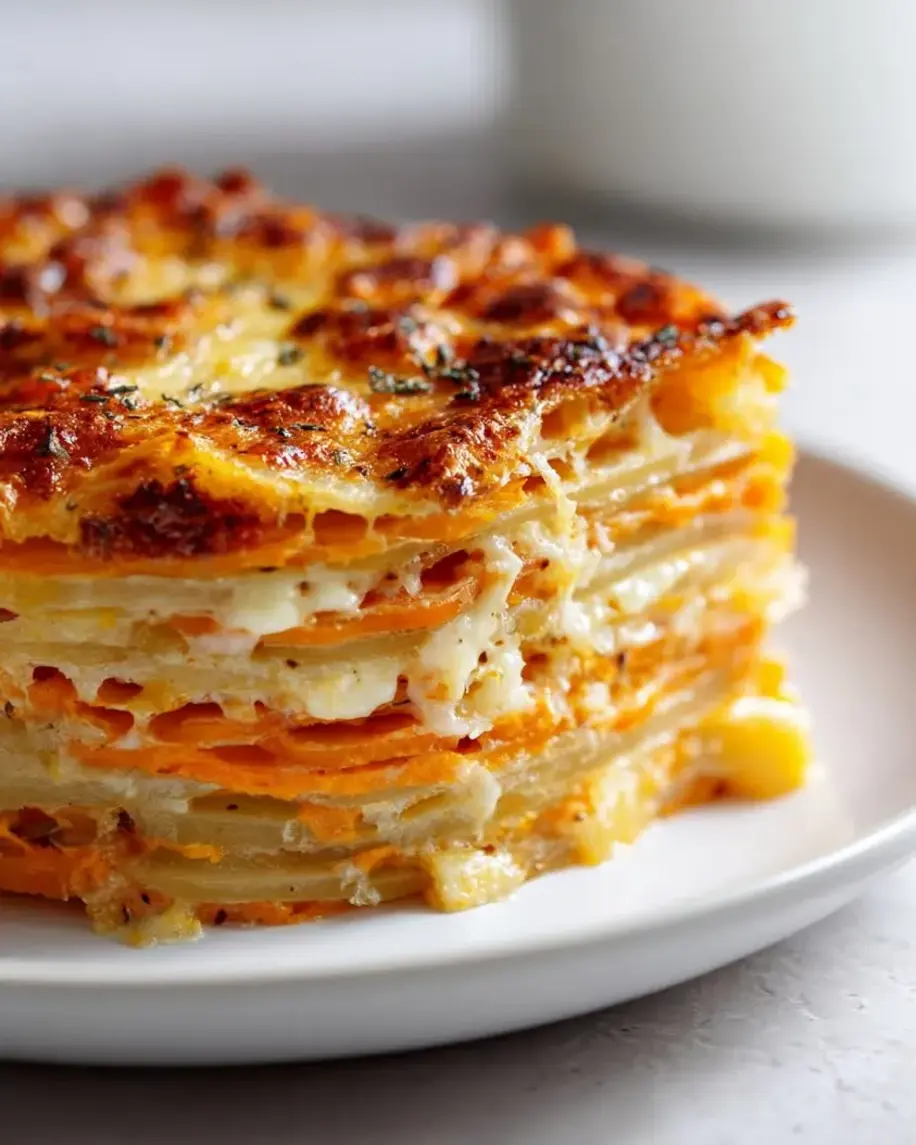 Atlas Potato & Sweet Potato Gratin Tower Ready to Serve