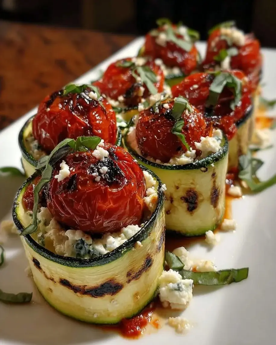 Grilled Zucchini Rollups with Lemon-Basil Ricotta and Tomatoes