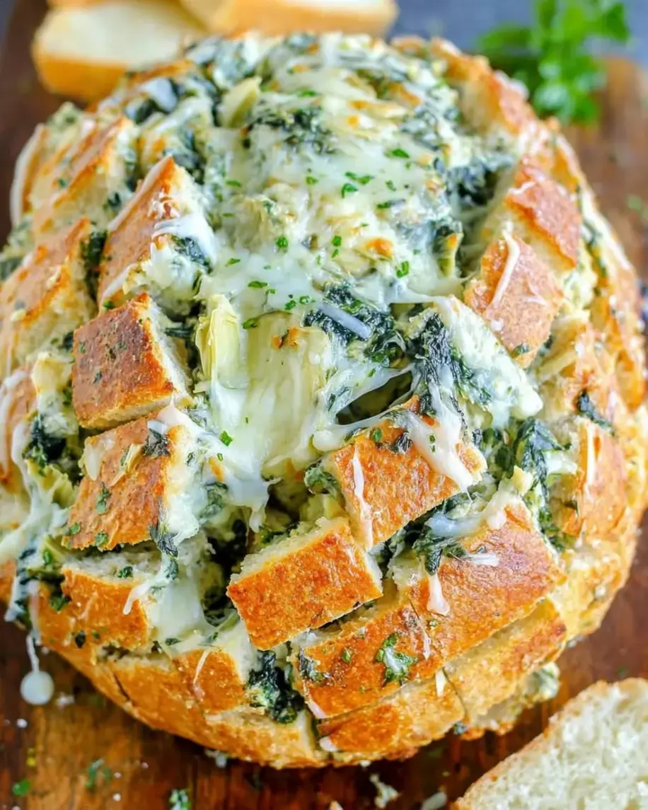 Spinach Artichoke Pull-Apart Bread cooling on a rack