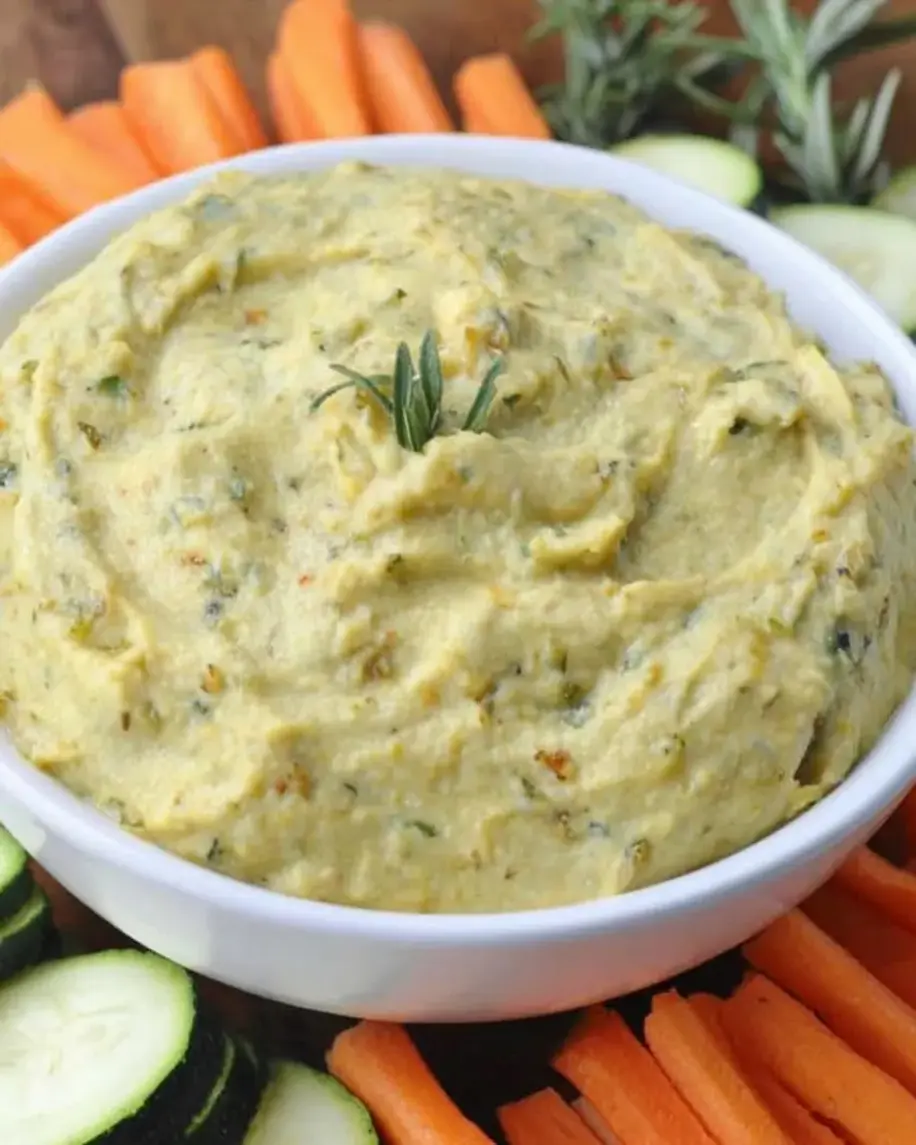 Roasted zucchini cubes cooling before being added to a food processor for hummus.