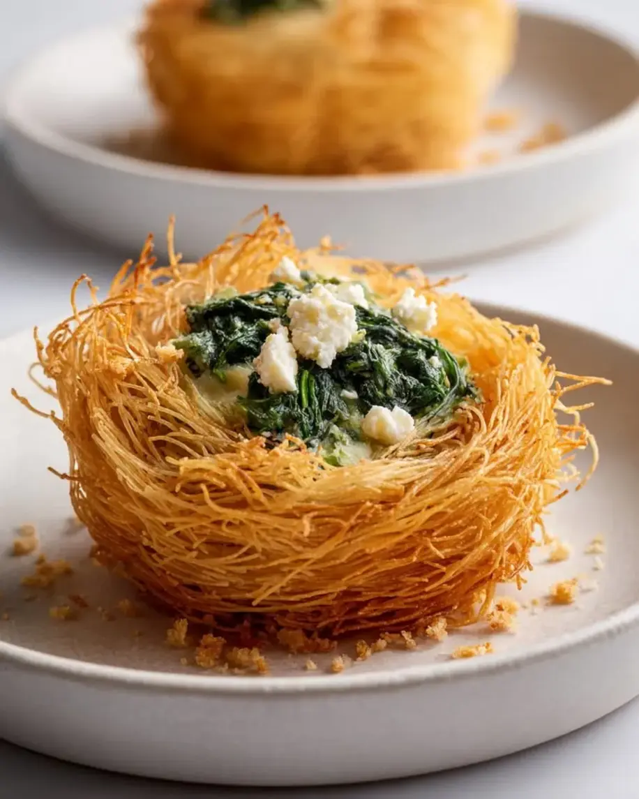 Crispy Kataifi Nests with Spinach and Feta Filling