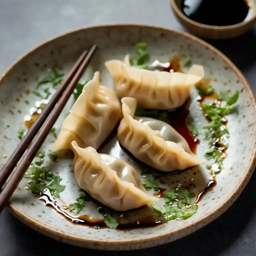 Bowl of low-carb dumplings in a savory broth
