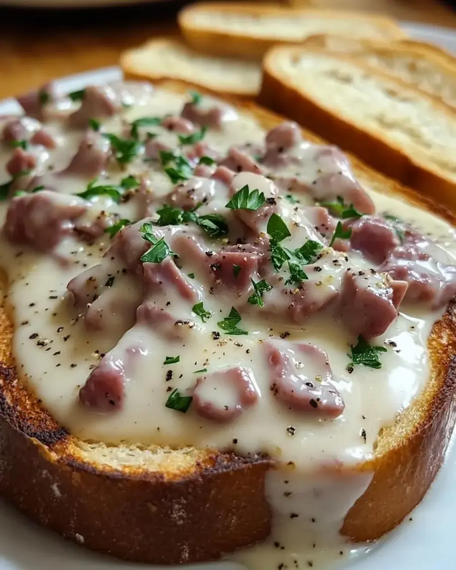 Creamed Chipped Beef dish served over toast