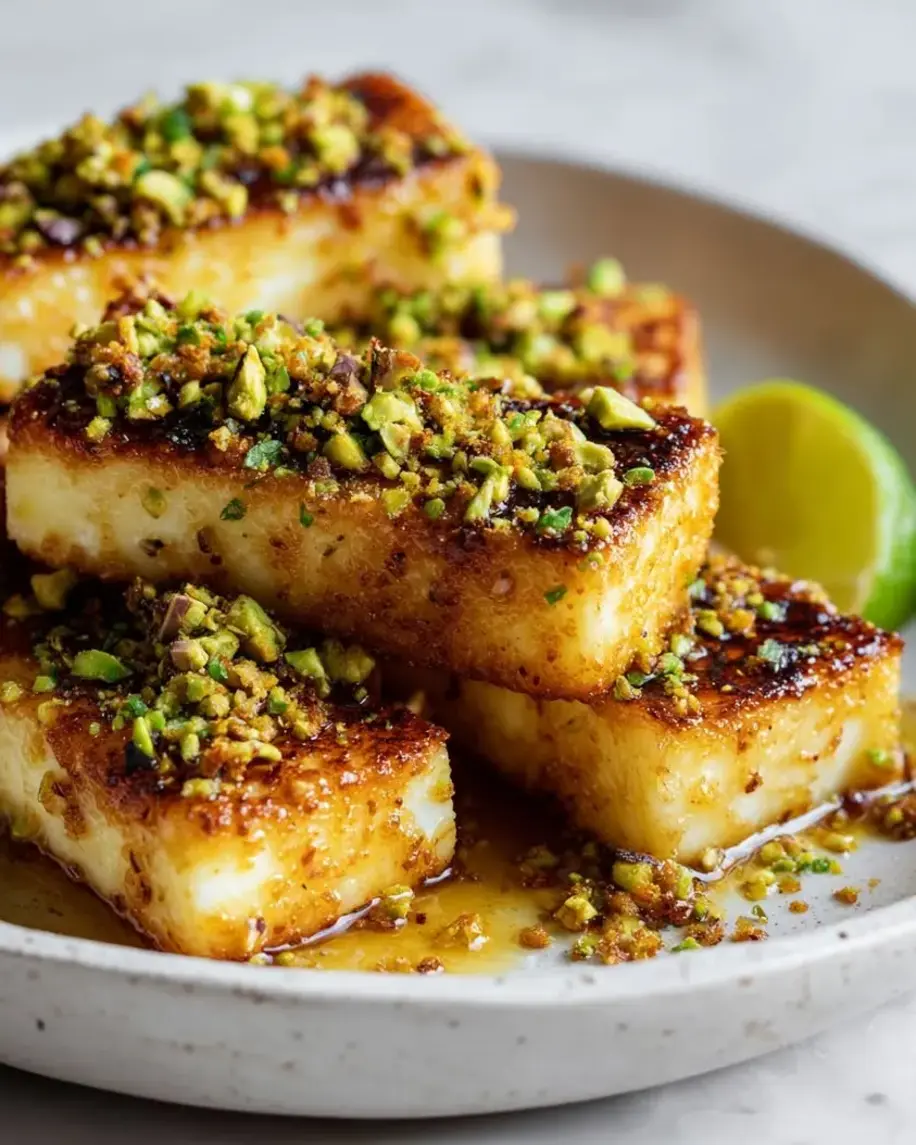 Golden Halloumi with Pistachio-Chili Crumble