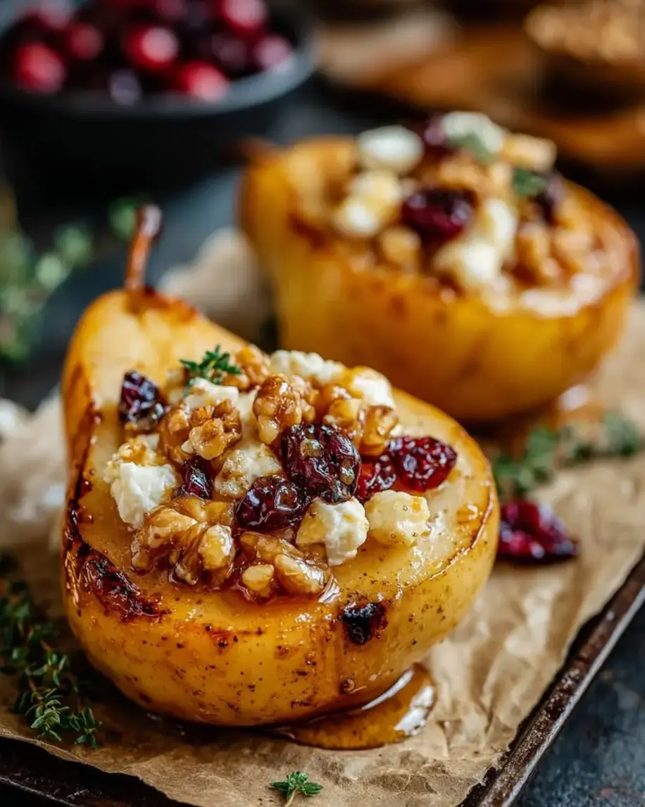 Honey-baked pears ready to be assembled