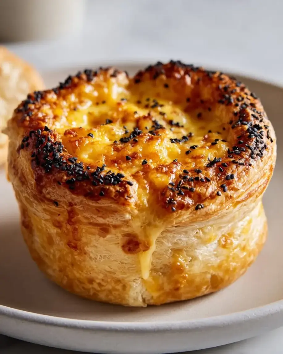 Puff Pastry Candle filled with melted cheese fondue, surrounded by various dippers on a festive table setting.
