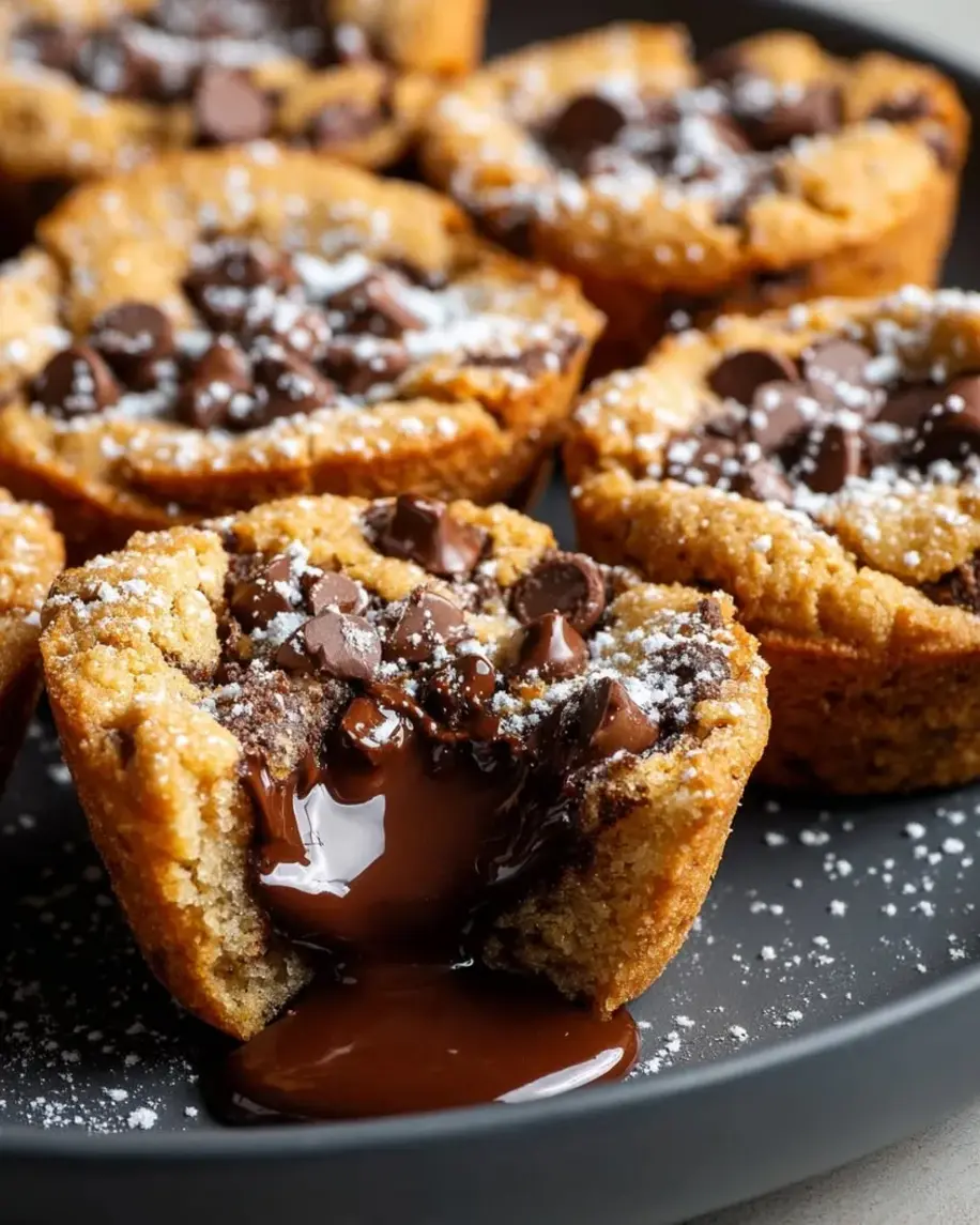 Gooey Chocolate Chip Cookie Cups baked in a muffin tin